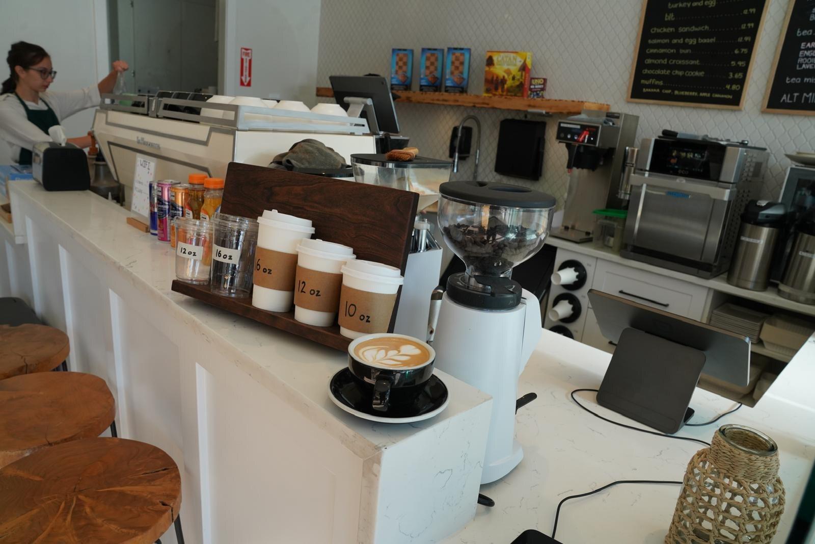 The counter and espresso bar inside Isaiah Café